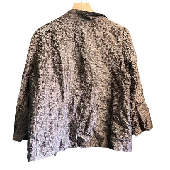 Eileen Fisher Jacket Size Large Green Silk Shimmer Open Front Formal Jacket - Picture 2 of 5